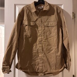 Men's Casual Tan Button-Down Shirt